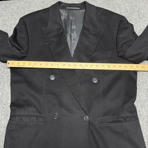 Loro Piana Jacket Black 100% Cashmere Double Breasted Trench Coat Overcoat - Picture 6 of 8