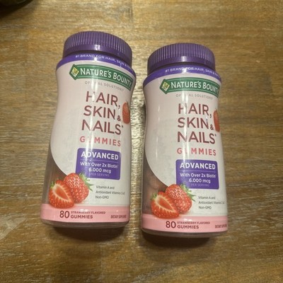 2 Pack Hair Skin Nails Gummies 6000 mcg 160 count (2x80) Advanced Formula Biotin