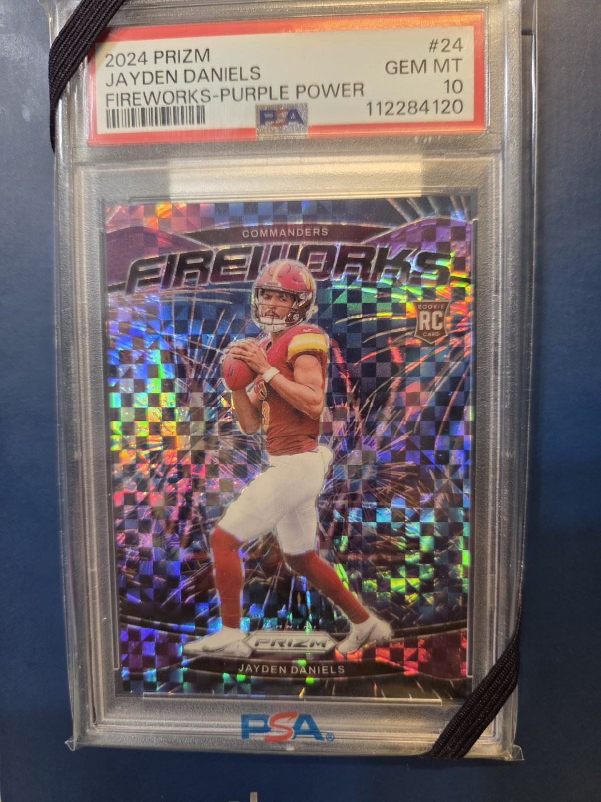 2024 Panini Prizm - Fireworks Jayden Daniels #24 Purple Power PSA 10! 02/49 (RC)