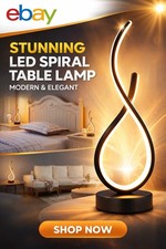 Modern LED Spiral Table Lamp 3 Colour Dimmable Bedside Light UK Plug