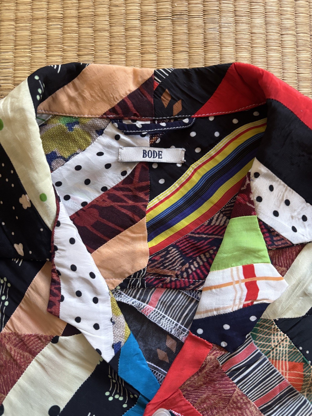 Bode authentic Patchwork viscose button down shor… - image 3