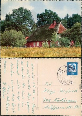 Postcard View of a Thatched Half-Timbered House 1964