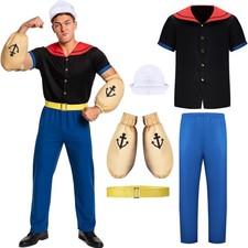 Sailor Man Cosplay Kostüm Uniform Muskel Arme Hemd Hose Matrosenhut XXL