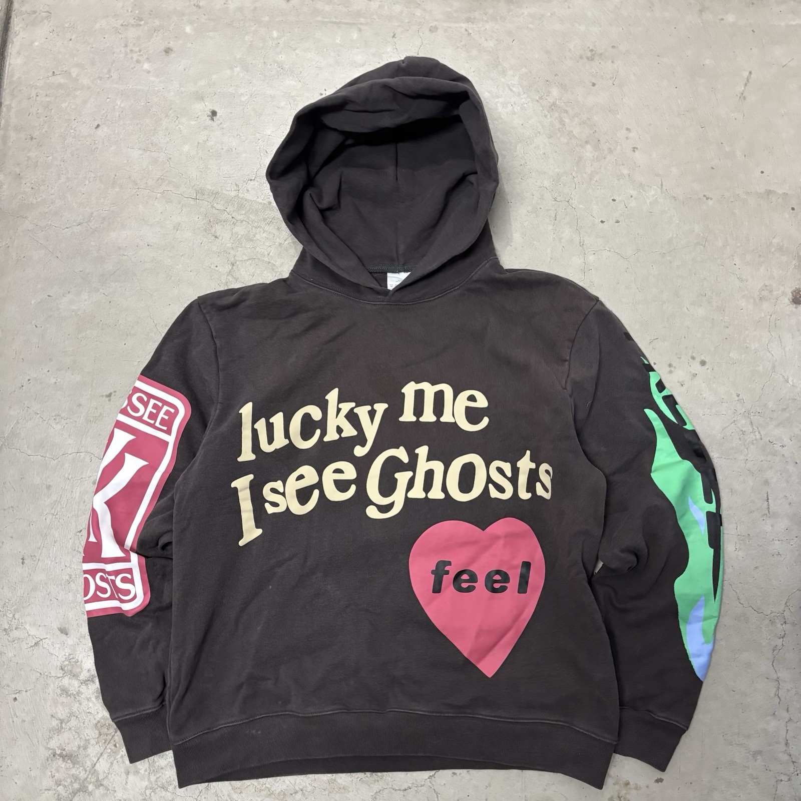 Kanye West Kids See Ghosts Hoodie Mens S Gray Good Lucky Me I See Ghosts Puff