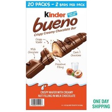 Kinder Bueno Crispy Creamy Chocolate Bar, 1.5 oz, 20 Count