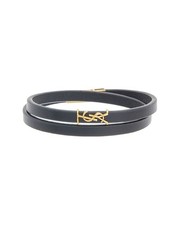 Saint Laurent Cassandre Double Wrap Leather Bracelet Women's
