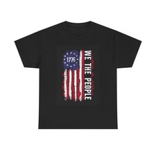 We The People T shirt American Flag 1776 USA Guns Unisex Heavy Cotton Tee