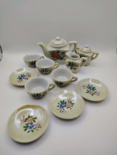 Vintage CHILD'S TEA SET Doll House Flowers Lusterware 1940s Set of 13
