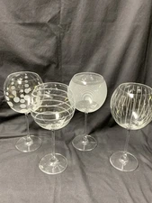 Mikasa Balloon Goblet Wine Glasses Cheers Encore Set of 4, Polkadots, Stripes