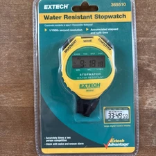 Extech 365510 Water Resistant Stopwatch with Timer & Clock 1/100th sek