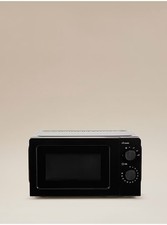 Manual Microwave 700W, 17L, Compact Black with Defrost and Removable Plates