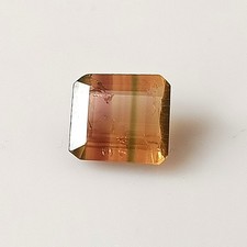 Natural Tourmaline Bi Color 1.80 Carat Octagon Shape Faceted Gemstone 7.5X8 MM