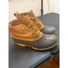 LL Bean 6 Inch Bean Boots Tan Brown Leather Rubber Duck Boots Made in Maine7m/9w