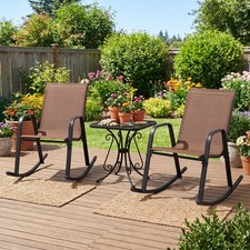 Outdoor Rocking Chairs Set of 2 w/Metal Frame for Patio, Porch, Balcony