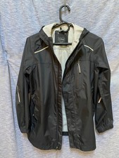 LL Bean Jacket Youth L 14-16 Black Trail Model Rain Coat Hooded Hiking TeK