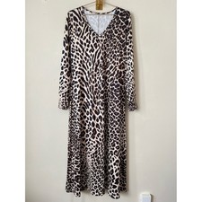 Leopard Print V-Neck Maxi Dress size L