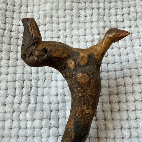 Antique Irish Blackthorn Shillelagh Tree Wood 37.5” Folk Art Walking Stick Cane