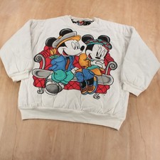 vtg 90s usa DISNEY Mickey Minnie Mouse double face lined sweatshirt MEDIUM