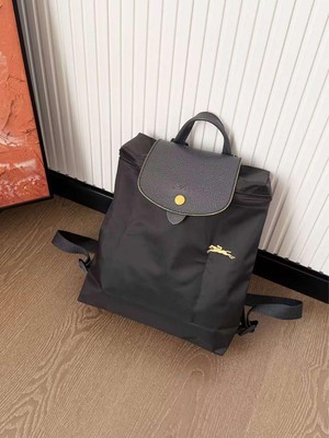 LONGCHAMP Folding Mini Backpack Black Yellow Logo Nylon New  display picture 1