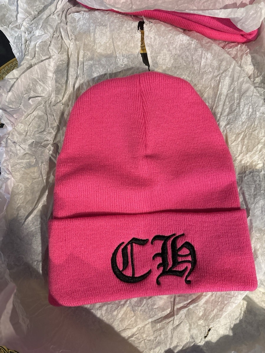 Chrome hearts ch logo pink black beanie | eBay
