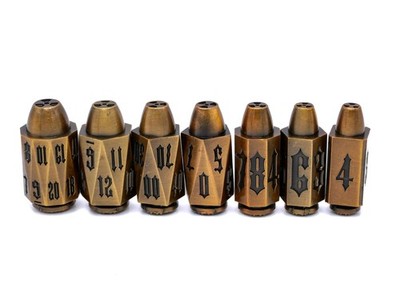 Bullet Metal DnD Dice Set - 7 Piece RPG Dice - Ammo Dice - Dungeons & Dragons