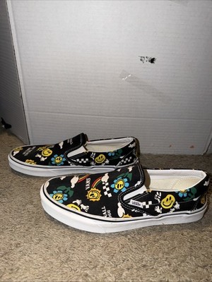 VANS Off The Wall Since 1966 Men s Size 12 with Smiley Faces Black White Yellow