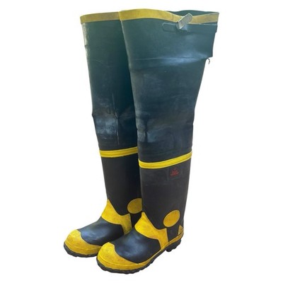 Black Diamond Rubber Firefighter's Heavy-Duty Hip Boots Thigh