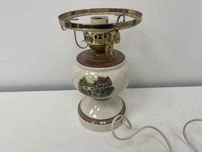 Vintage Keramik Öl Stil Lampe Kutsche Pferde Szene alte Kutsche - Woolhampton