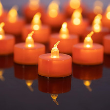 24 Pack Tea Lights Candles, Flickering Warm Yellow Flameless LED Orange
