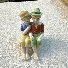 Shelf sitter Porcelain Figurine Boy & Girl Occupied Japan 4 1/2"x 2 1/2" Read