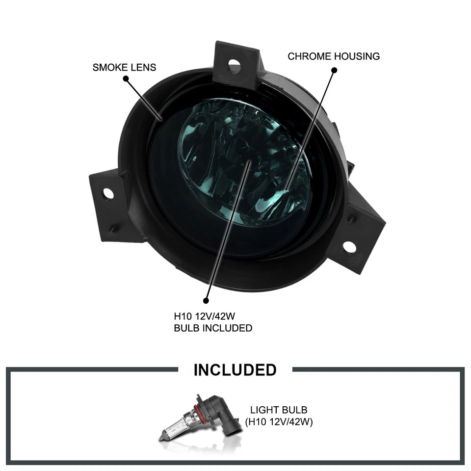 Fits 2001-2003 Ford Ranger Smoke Bumper Driving Fog Lights Lamps Left+Right - Image 3 of 4