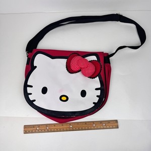 Hello Kitty Face 2011 Purse Side Messenger Bag Red White Polka Dots Black Strap