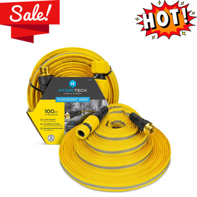 HydroTech FlatJacket 5/8'' x 100ft Flexible Garden Hose Kink Free Lightweight