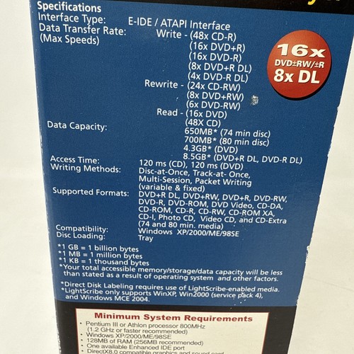I/O Magic Internal DVD+-RW/+-R 16x16x8 Dual Layer Lightscribe IDVD16DLS NEW - Afbeelding 4 van 9