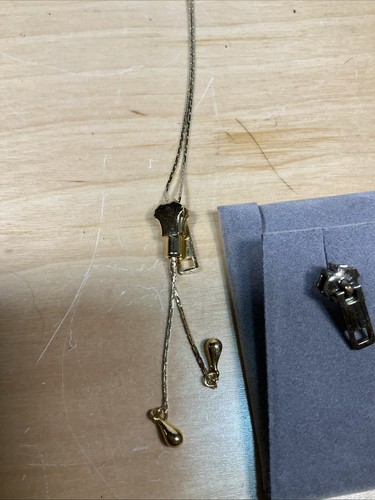 Vintage Gold Tone Adjustable Zipper Necklace & Earrings - Picture 6 of 9