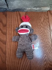 Schylling Sock Monkey Small Approx 9 - 10" Stuffed Animal Toy Preowned Free Ship