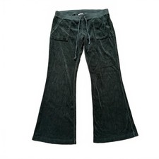 Vintage Y2K Juicy Couture Velour Track Pants Low Rise Velvet Green Women Medium