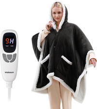 Electric Heated Throw Blanket Shawl - 9 Levels  Timer, Grey