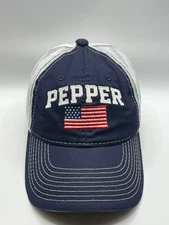 Outdoor Cap Trucker Hat Adjustable Mens Navy White PEPPER Embroidered Flag