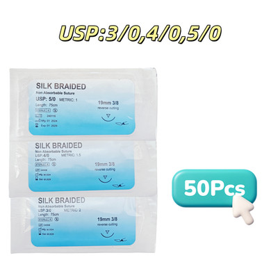 Study Silk Suture Practice Sutures Dental 3/0 Braided Reverse Needle Train Test