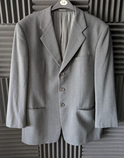 Armani Collezioni 40/C Suit Jacket Grey Single Breast Herringbone 100% Wool
