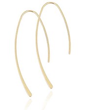 Upside Down Open Hoop Earrings - Lightweight Hypoallergenic Wire Threader Gold