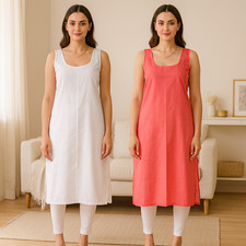Women’s Cotton Full-Length Camisole Slip (Pack of 2) | Soft Breathable Petticoat
