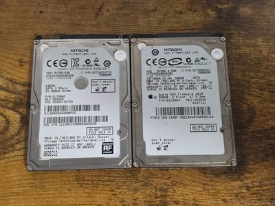 Lot of 2 Hitachi 2.5'' SATA Laptop Hard Drives 640GB 7200RPM + 500GB Tested