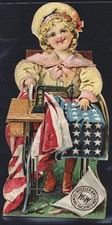 Werbebillet Wheeler & Wilson Sewing Machines, N&auml;hmaschinen, M&auml;dchen mit amerika