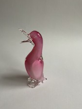 pink art glass duck penguin bird