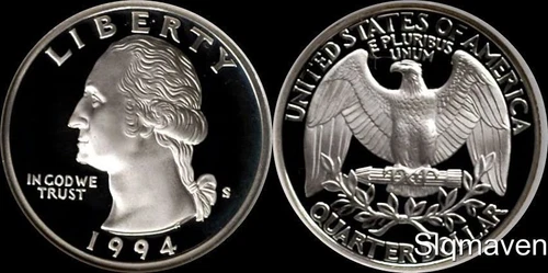 1994 S 90% Silver Washington Quarter Deep Cameo Gem Proof