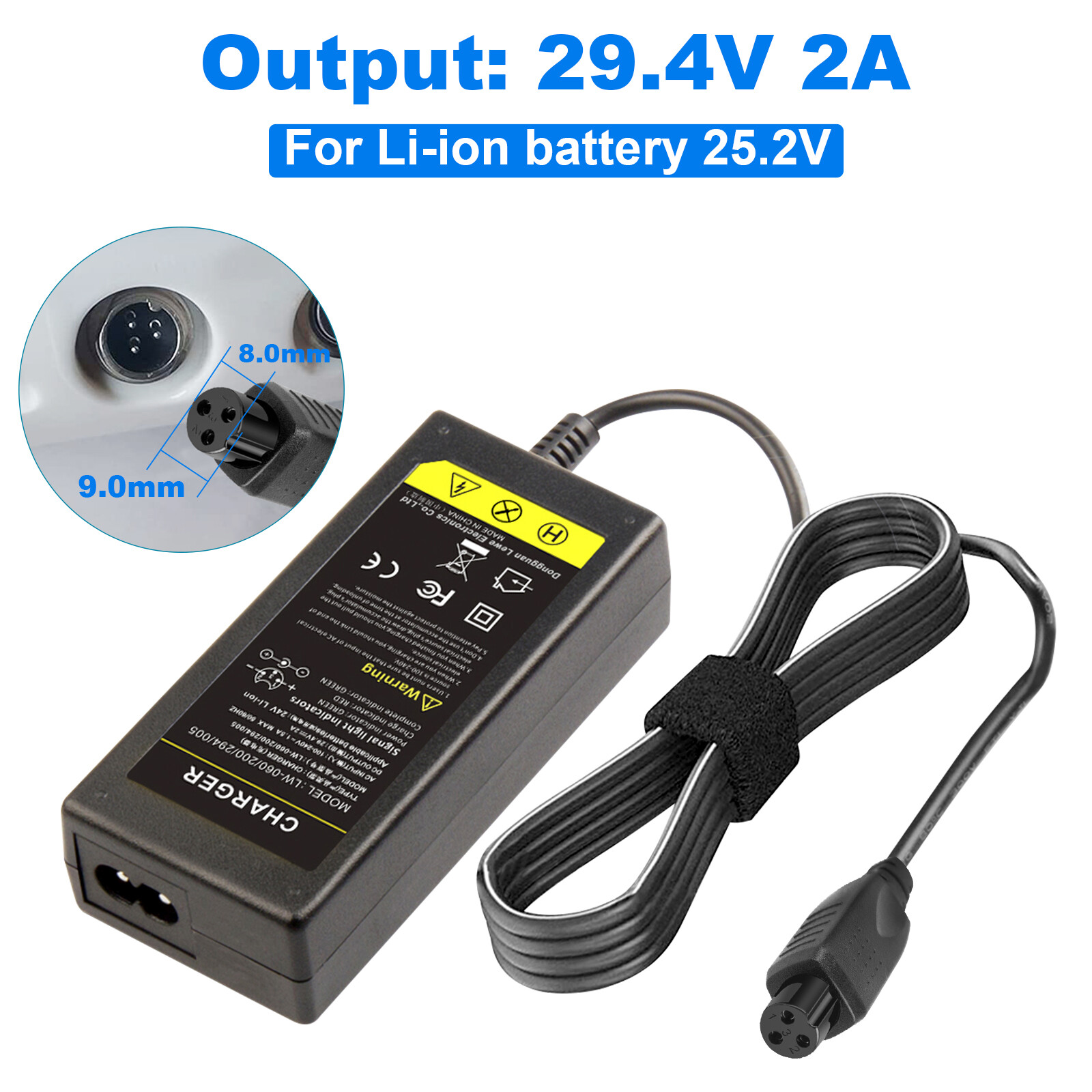29.4V/2A Scooter Battery Charger Adapter For Lithium Swagtron T5 T580 Hoverboard