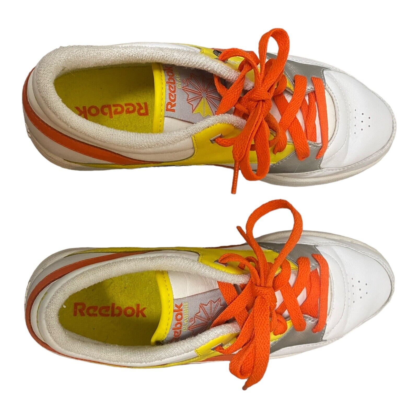 Rare Reebok Classic Sneakers White Orange And Yel… - image 3