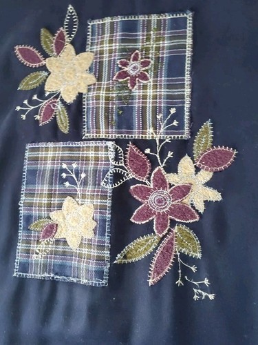 Amanda Smith 1X Navy Blue Sleeveless Patchwork Accent Long Jumper Dress Modest - Picture 5 of 12